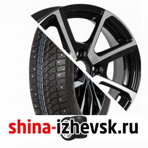 Колесо в сборе Viatti Brina Nordico (V-522) 195/60 R15 T 88 + NEO 538 6xR15 4×100 ET45 DIA54.1 Глянцевый черный с полированной лицевой частью в Ижевске